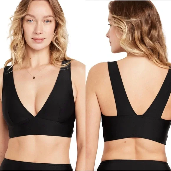 NWTS💓OLD NAVY XL💓BLACK MATTE LONGLINE BIKINI TOP MATCHING SWIM SKIRT SET BUNDLE - Picture 3 of 12
